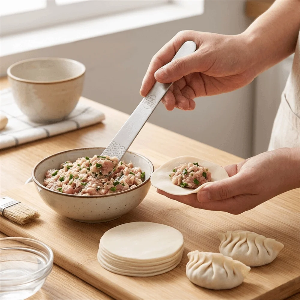 5Pcs Simple Rustless Steel Meat Ball Spoon Smooth Practical Maker Spoon Sturdy Ergonomic Handle Ground Meat Scoop Food Prep