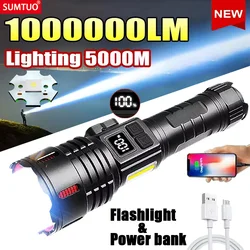 2024 1000000LM Most Powerful High Power Led Flashlight Work 26H Illumination 5000M Rechargeable Led Touch With Magnet Lantern