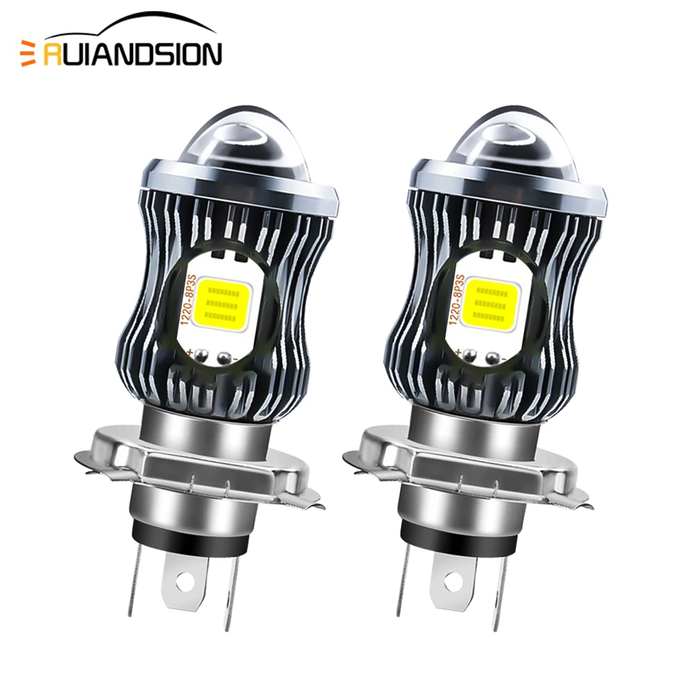 Ruiandsion 2Pcs H4 9003 LED Headlight Bulbs Super Bright COB Hi/Low Beam White Yellow 12-80V Universal For Jeep Truck Motorcycle