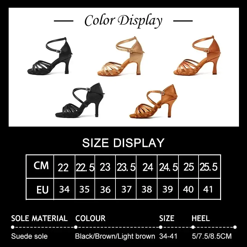 New Women's Latin Dance Shoes Ballroom High Heel Dance Shoes Soft Sole Tango Salsa Party Shoes For Ladies Girl Sandals