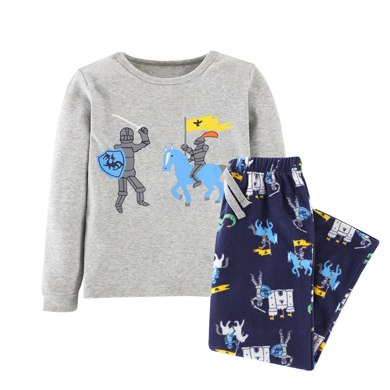   Jumping Meters Hot Selling Sleepwear Pyjamas Boys Girls Clothing Sets Animals Print Autumn Winter Kids Outfits Suit