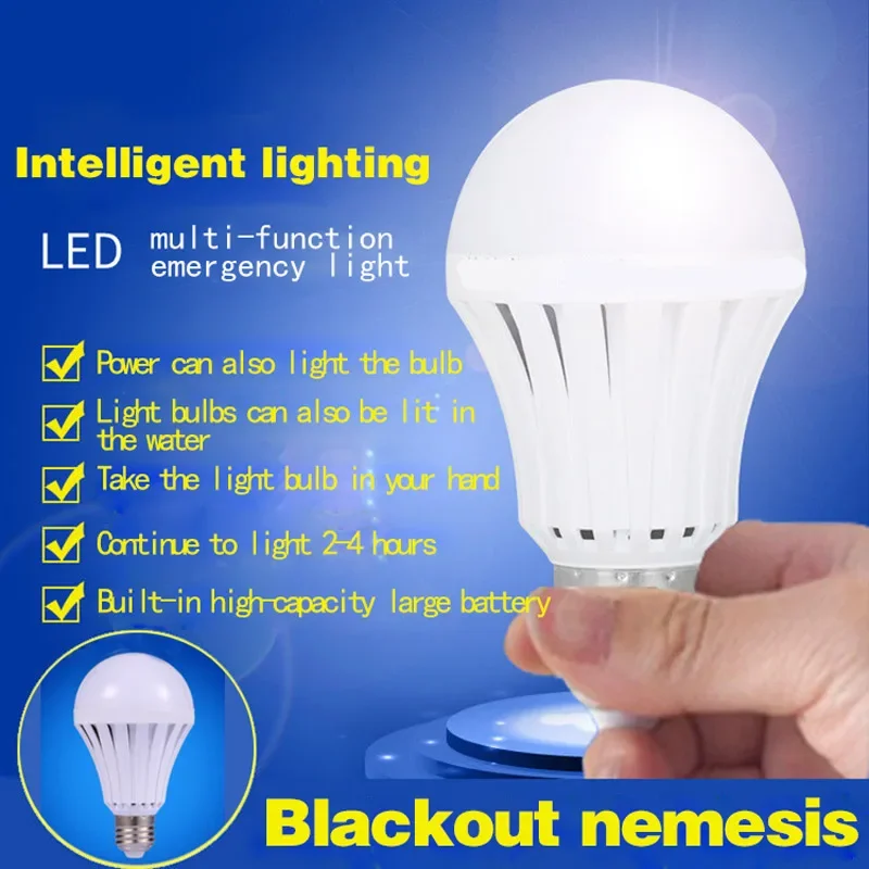 E27 5W 7W Smart Emergency Light LED Bulb 220V Rechargeable For Home Corridor Garage Emergency Lamps Magic LED Light New