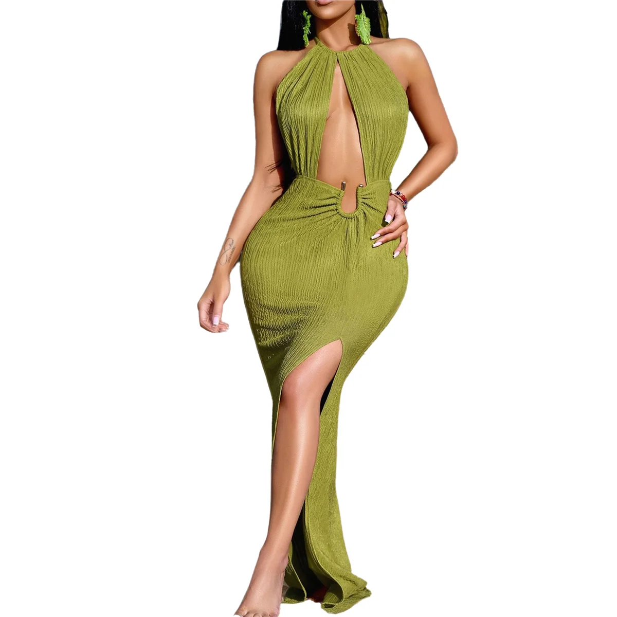 

Women'S Sexy Halter Neck High Slit Cocktail Wedding Party Maxi Dress