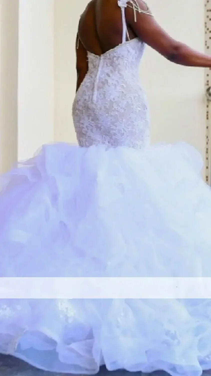 사용자 정의 남아프리카 레이스 Vestido De No 인어 웨딩 드레스 Vestido De Casamento 오프 숄더 백리스 신부 가운