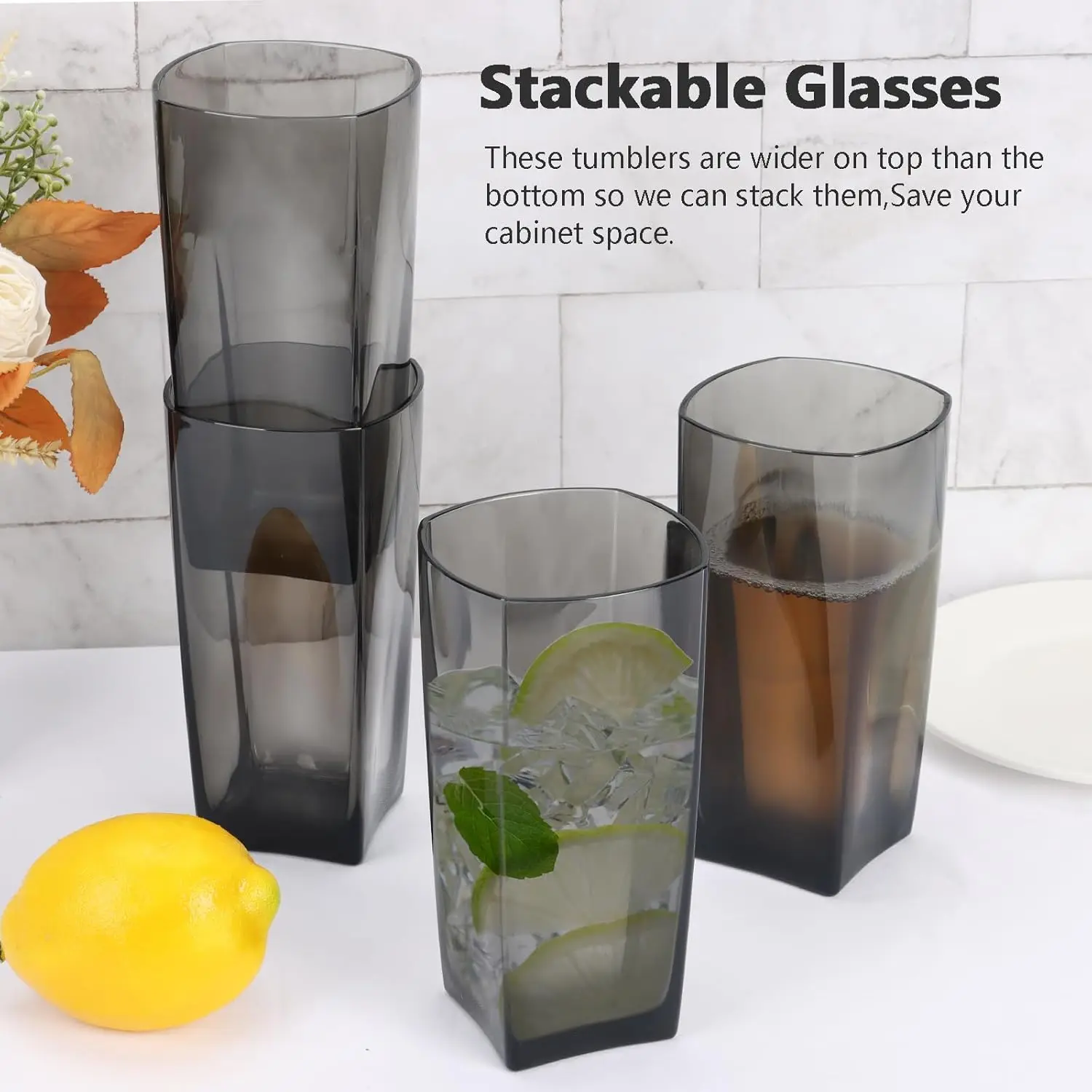 Copos de água plásticos de 20 oz, conjunto de 4 copos transparentes inquebráveis copos de vinho de suco reutilizáveis acrílicos transparentes para casa p