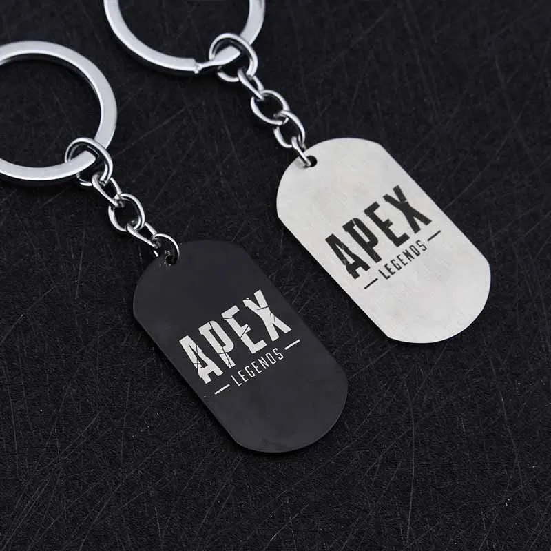 Hot FPS Game Apex Legends Keychain Fashion Stainless Steel Metal Square Shape Logo Engraved Keyrings Gift Souvenirs Jewelry