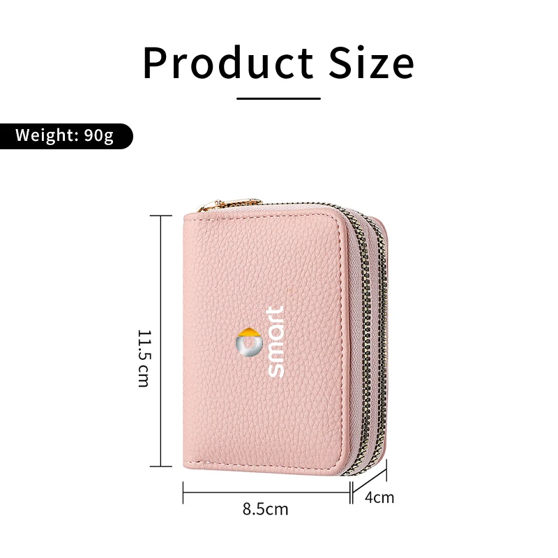 Car Zip Purse Coin Pouch Card Holder Bag Money Wallets Leather Portable For Smart Fortwo 451 450 453 Forfour Cabrio Crossblade