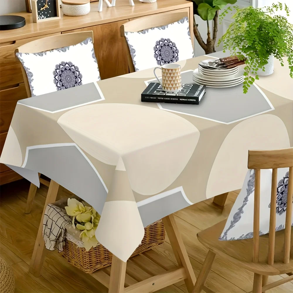 Simple stitched geometric pattern tablecloth - suitable for picnics, camping, and weddingszyc