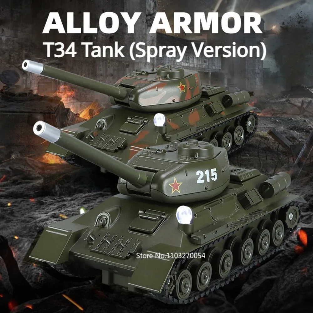 1/32 T34 99A  TOS-1A Tank Model Toy Car Alloy Diecast Heavy Rocket Artillery Tanks with Spray Sound Light Pull Back for Kid Gift