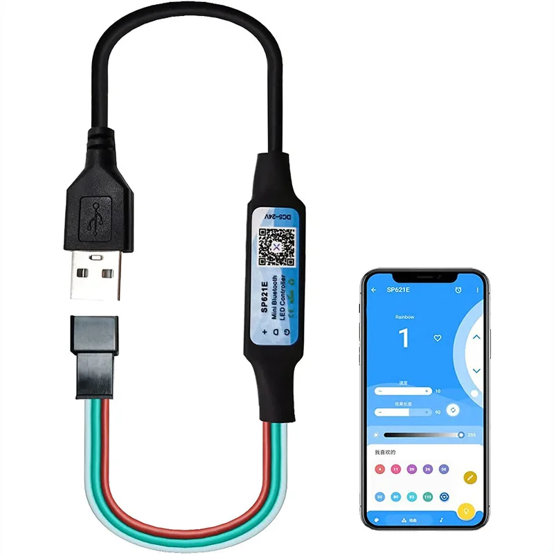 

30 шт. SP621E DC5-24V мини Bluetooth Phantom светодиодный контроллер управление через приложение для SK6812 WS2811 WS2812B пикселей Dream Color светодиодная лента