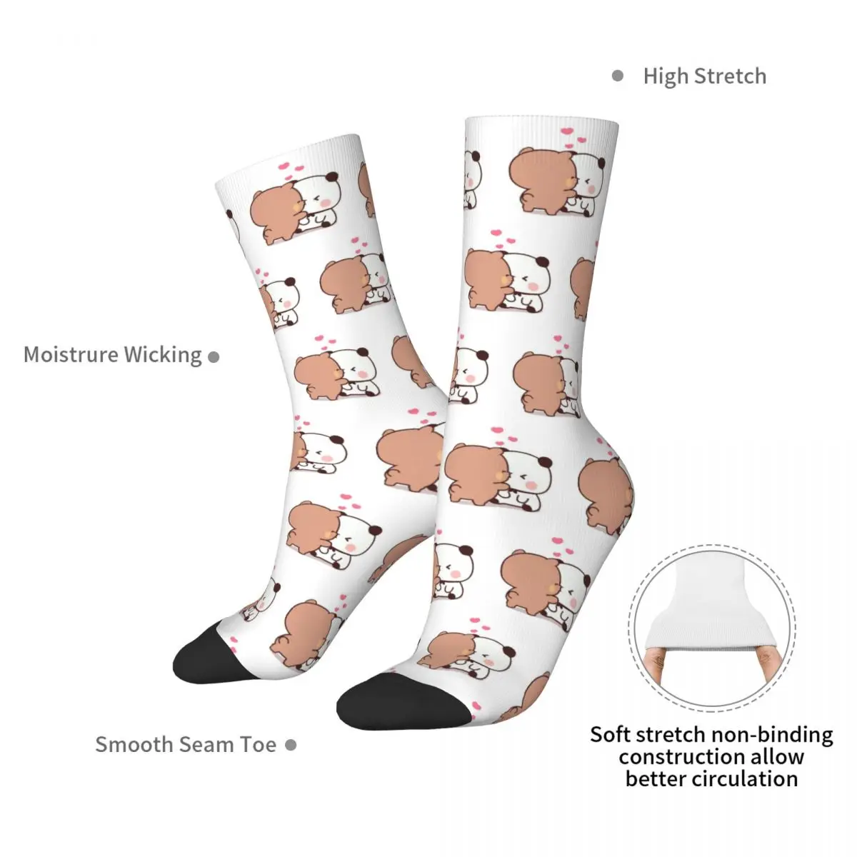 Chaussettes longues pour hommes et femmes, bas super doux, accessoires toutes saisons, ours Krasnonie, chats Mochi, Harajuku, cadeaux