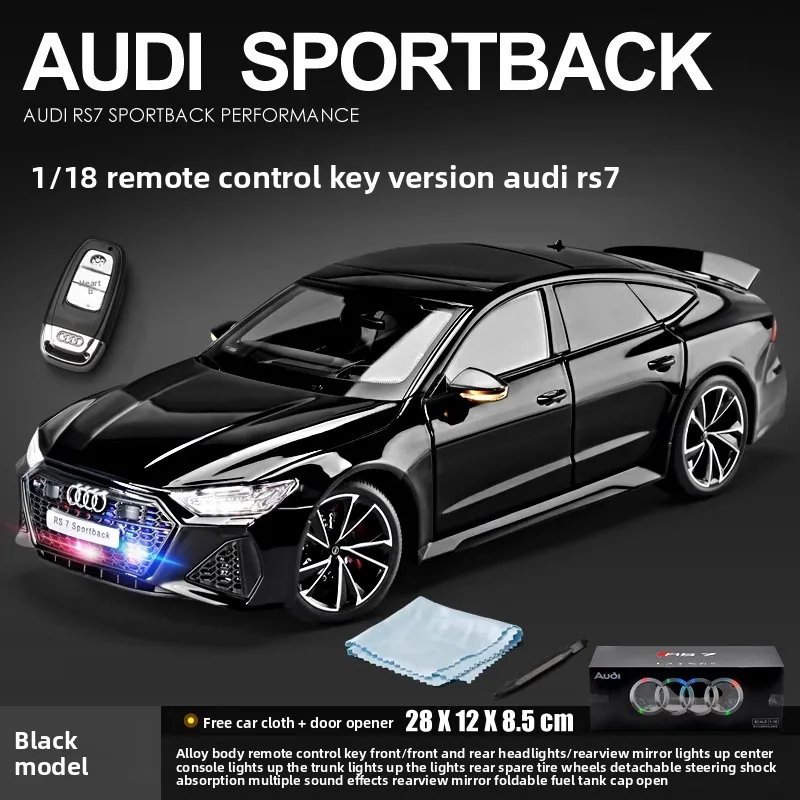 1: 18 RS7 Sport Remote Key Edition Super Run Sound and Light Alloy Model Advanced Children's Toy Birthday Gift Decoration image 3