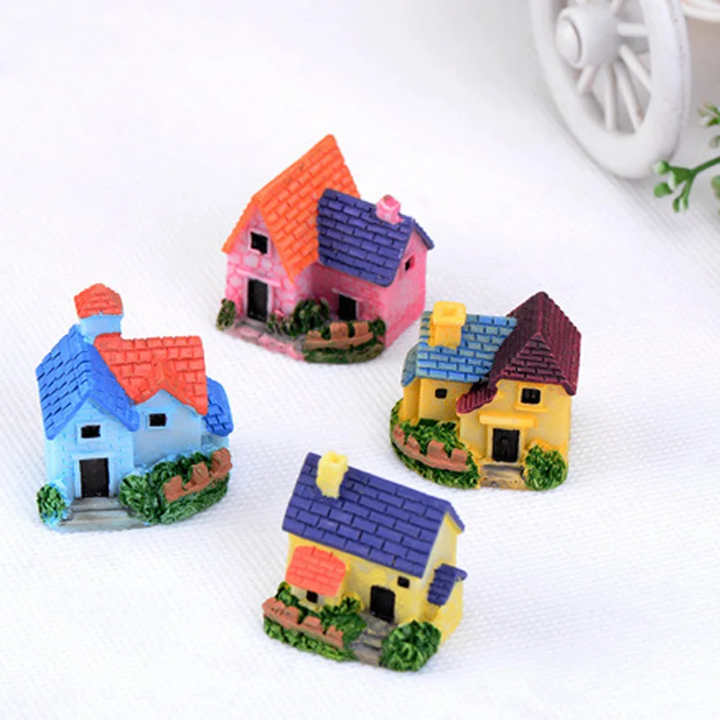 European Villa Figure decorative mini fairy garden cartoon Building statue jardin miniature Moss ornaments resin craft TNB019