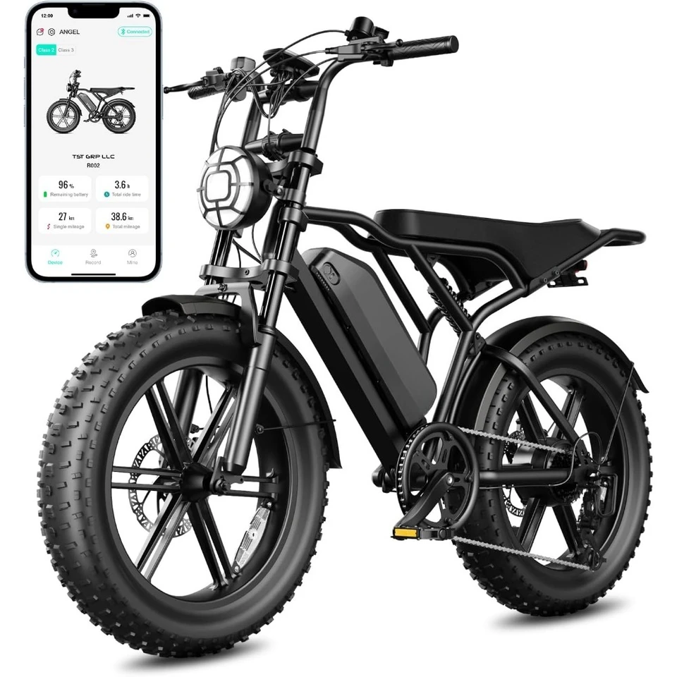 Full Suspension 20 Inch Fat Tire Electric Bike for Adults 1500W Peak Motor 60 Miles Range 48V 15Ah Removable Lithium Battery image 2