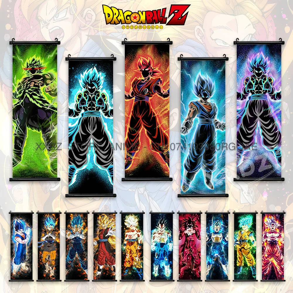 

Dragon Ball Z Scrolls Picture Super Saiyan Decorative Hanging Painting Goku Poster Vegeta Room Decoration Gohan Anime Wall Art