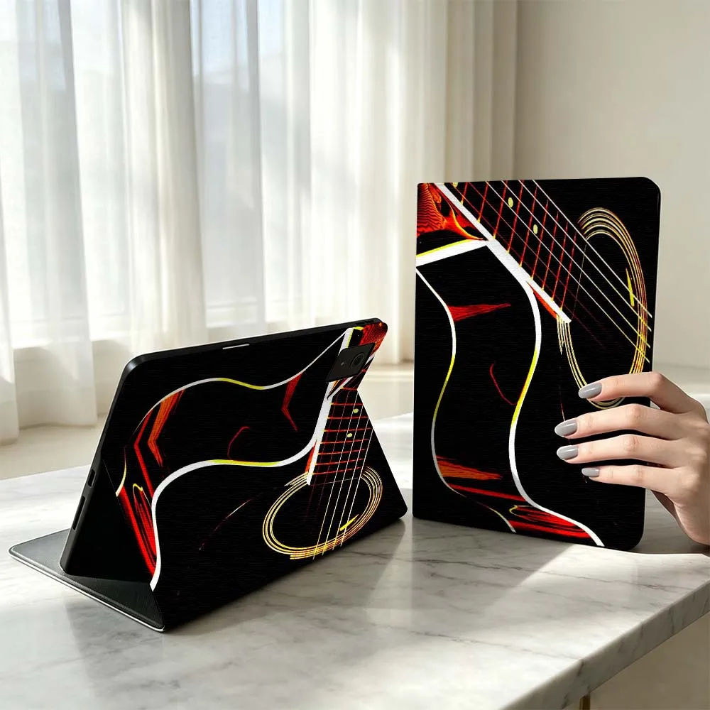 Guitar Strings Art Picture For Xiaomi Poco Redmi Pad 8 2 4 C1 6 6S 7 7S SE 9.7 14 11 11.2 Inch Pen Tray Tablet Case Fashion