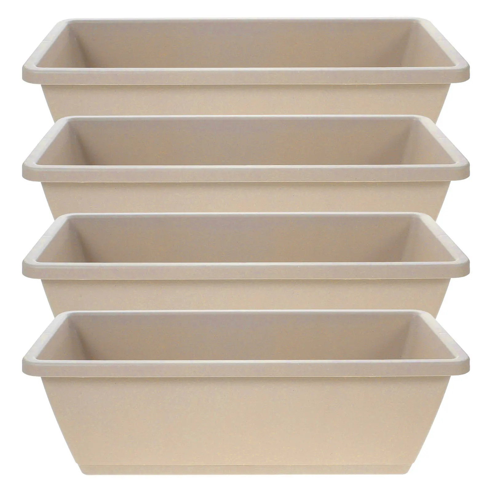 4Sets Vegetable Plant Pots with Drainage Tray Portable Rectangular Window Planter Box Gardening Accessory Flower Pot with Tray