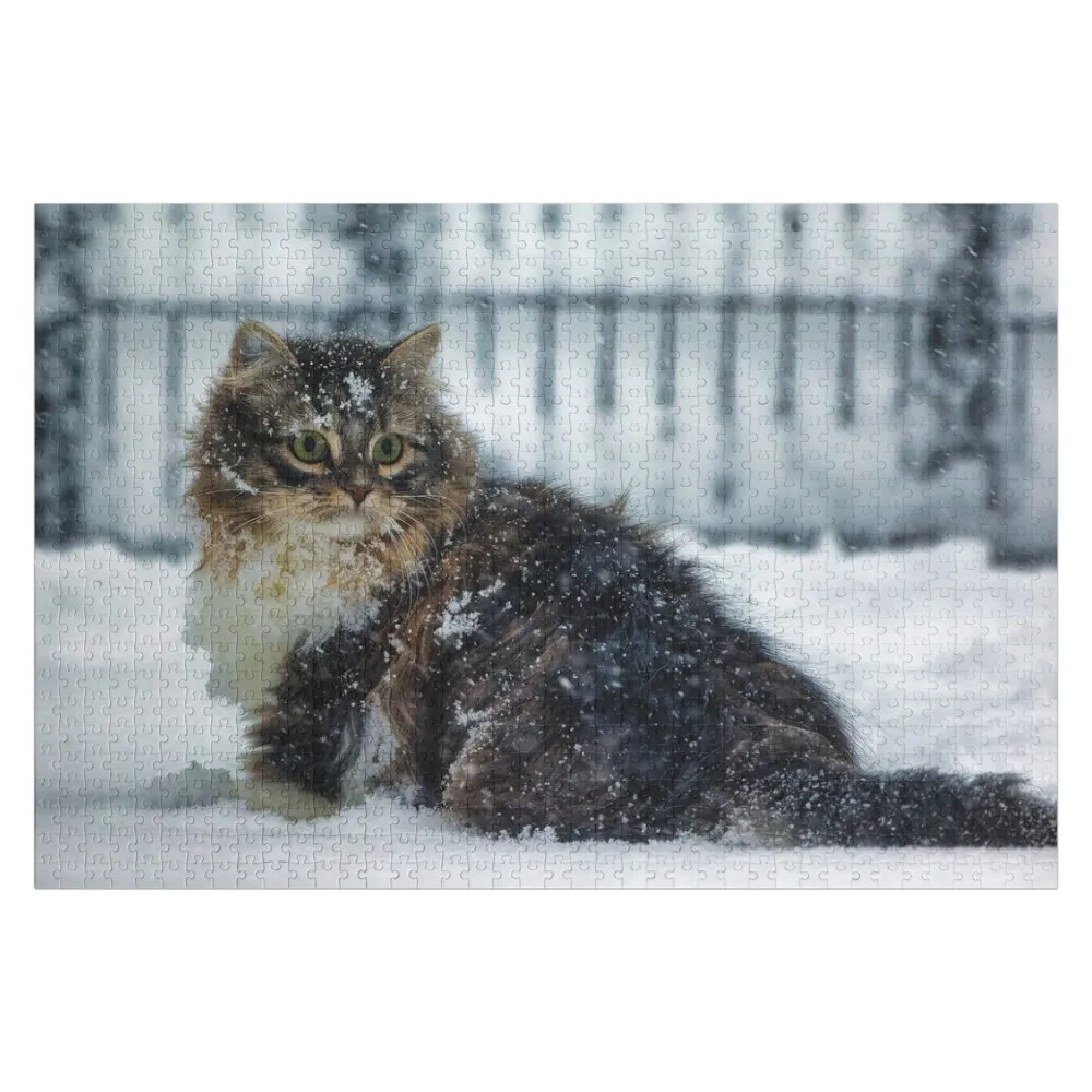 Siberian Forest kitten in the snow Jigsaw Puzzle Custom Gifts Personalised Works Of Art Christmas Toys Puzzle