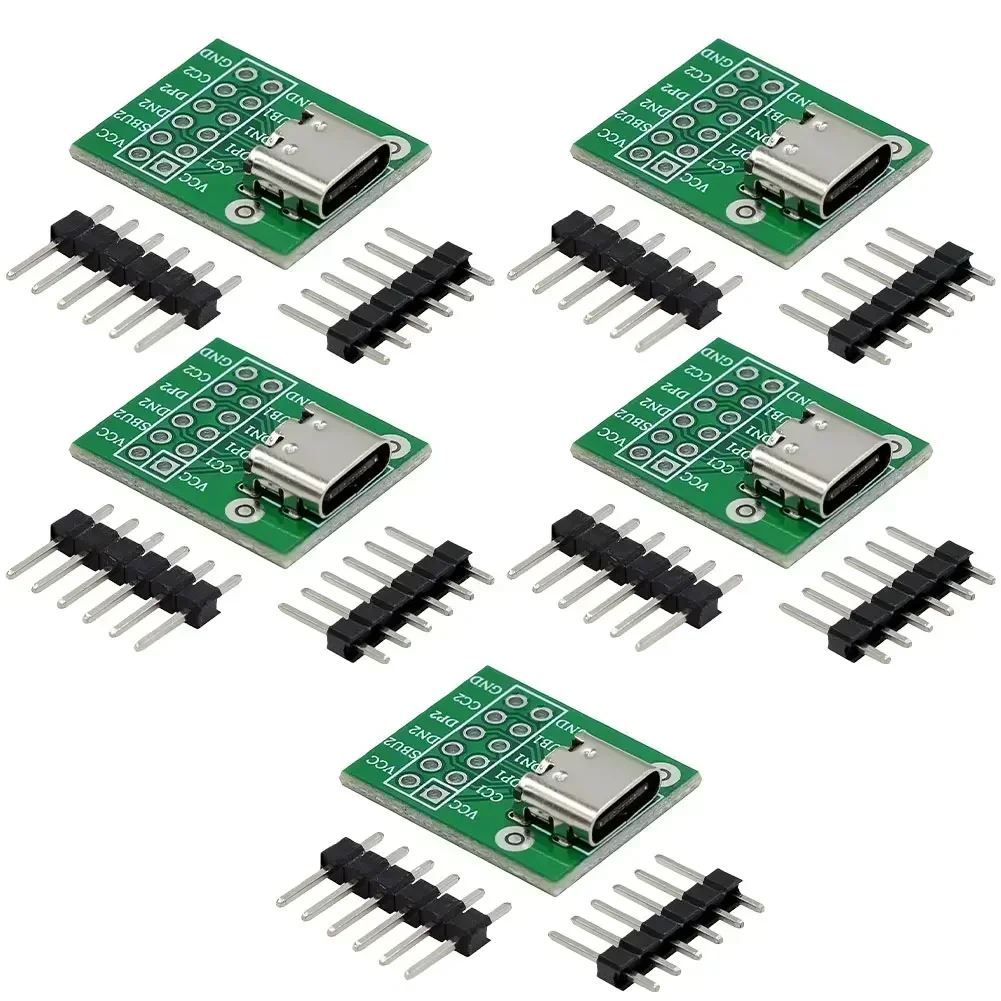 5 Pcs Of Type C For Breakout Boards USB To Pin Adapter Boards, Pre-soldered  For Test Measurement Tool Accessory