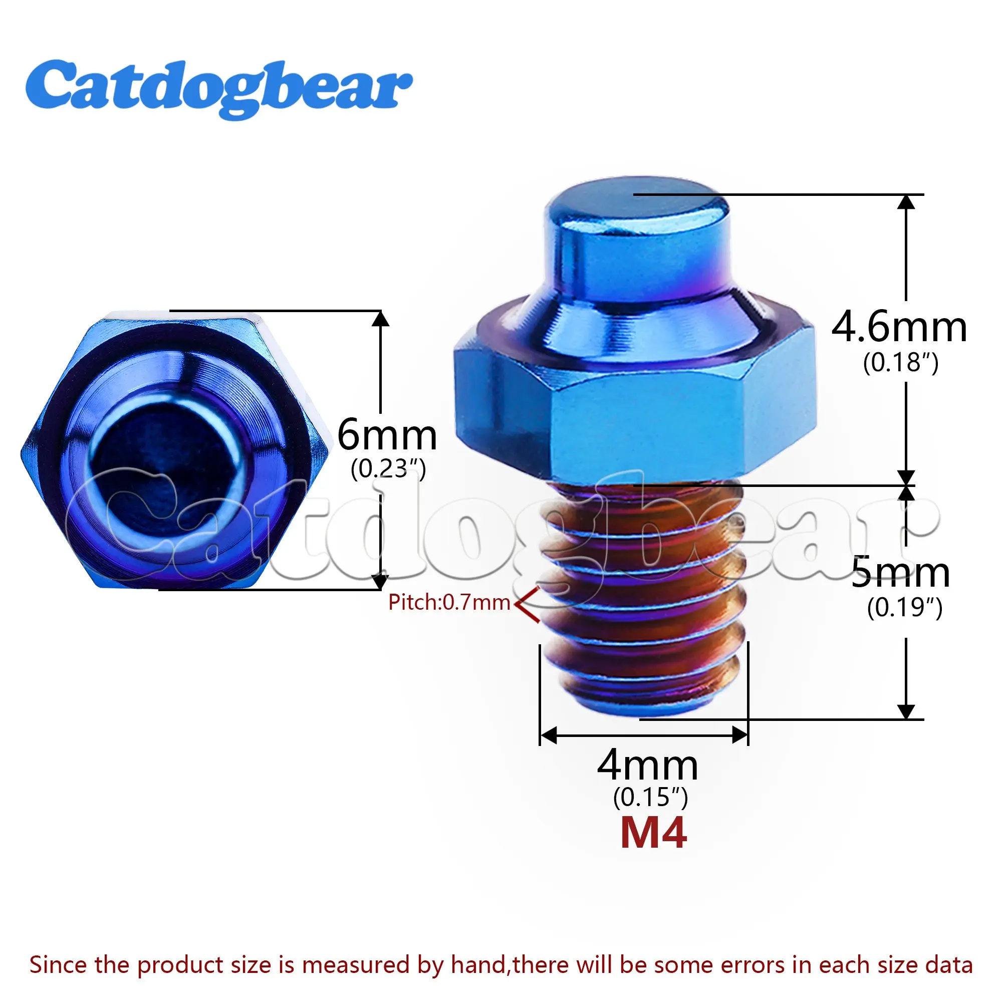 Catdagbear Titanium Pedal Bolts  M4x5mm  Anti-Slip For Mountain Road Bike Cycling Ultra-light Hexagon  Screws  4pcs