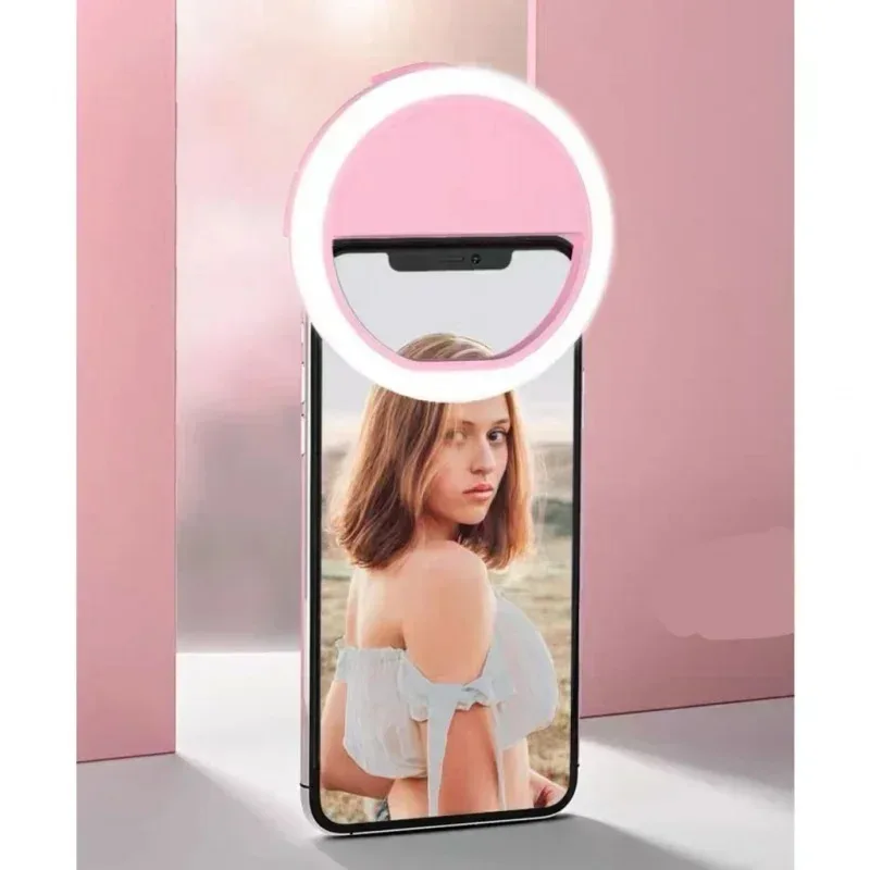 New LED Rechargeable Mobile Phone Round Fill Light Live Clip Selfie Light Portable  Photo Beauty Ring Light