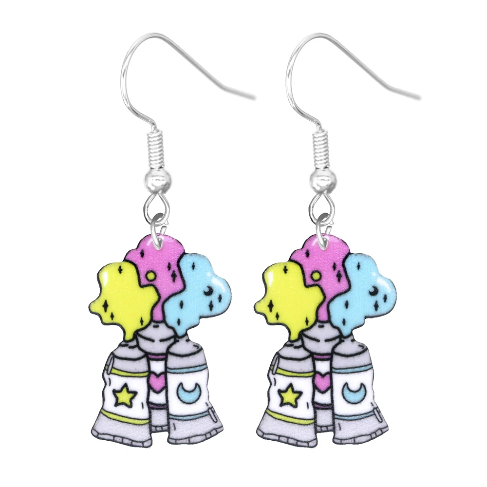 Funny Teeth Tongue Toilet Underwear Cup Design DangleEarrings Cute Cartoon Style Acrylic Jewelry Creative FemaleEarrings