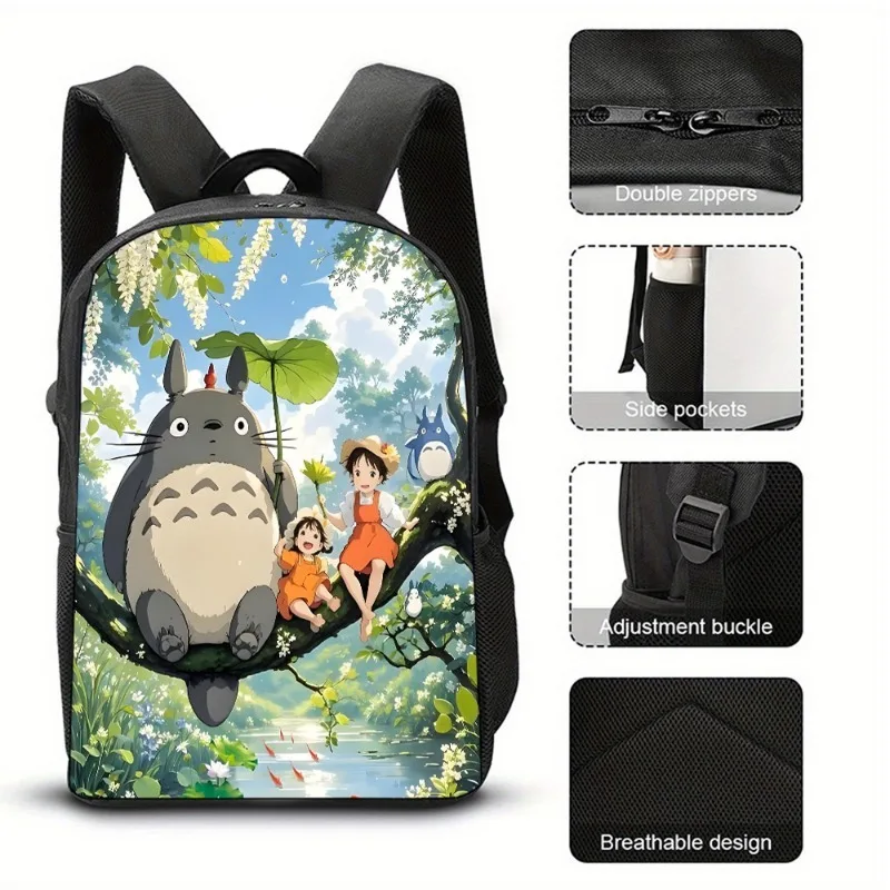 

Totoro Students Cute Backpack Cartoon Anime Pattern Print Large Capacity Schoolbag Back To School Portable Backpacks Party Gifts