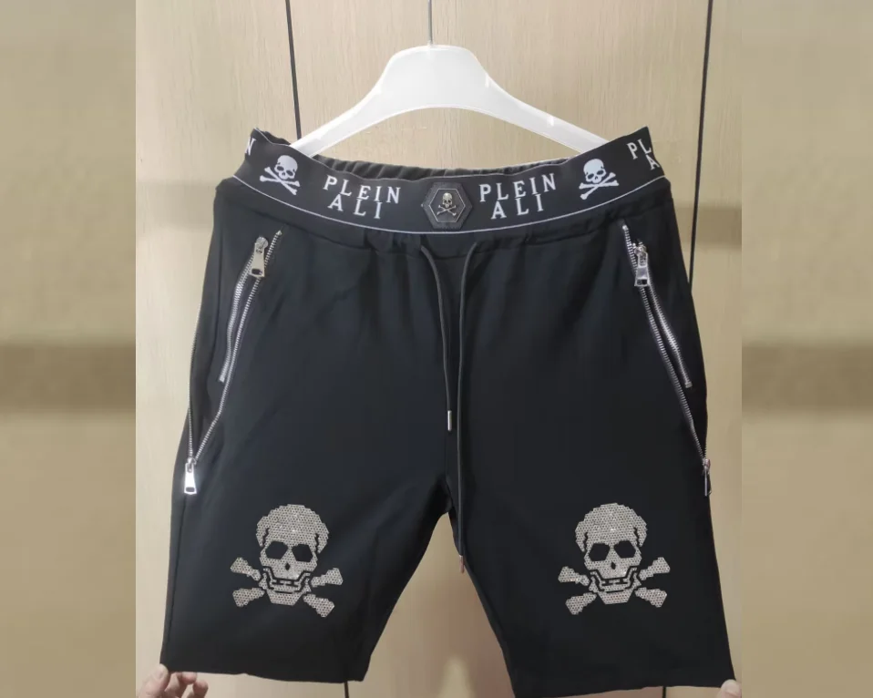 

High Street Rhinestone shorts Men Hip Hop Men Streetwear Fashion 2025 short pant