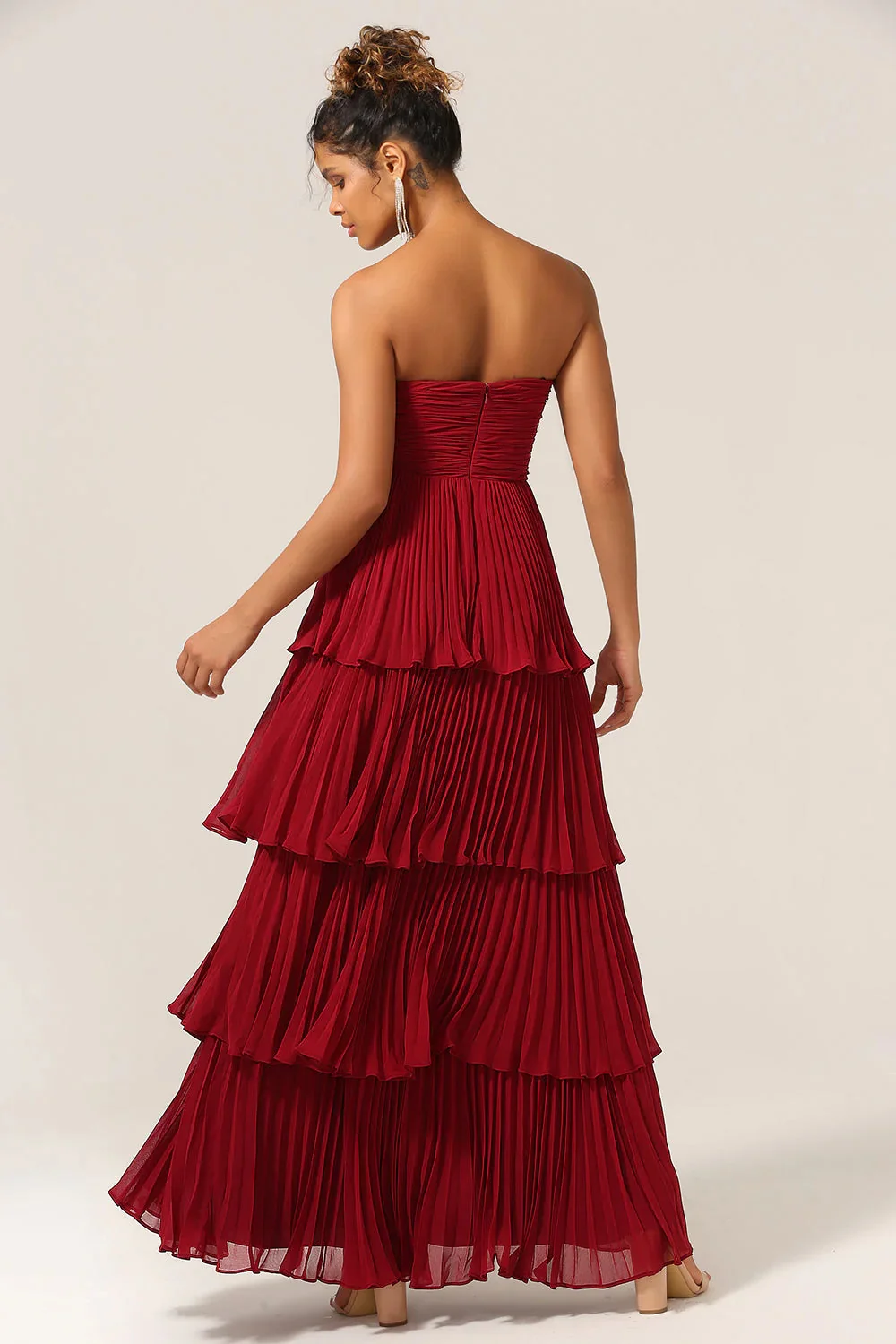 Amanda Strapless Chiffon vestidos de noche Multilay A-line Prom Dresses Elegant Sleeveless Ankle-Length Zip Formal Evening 2024