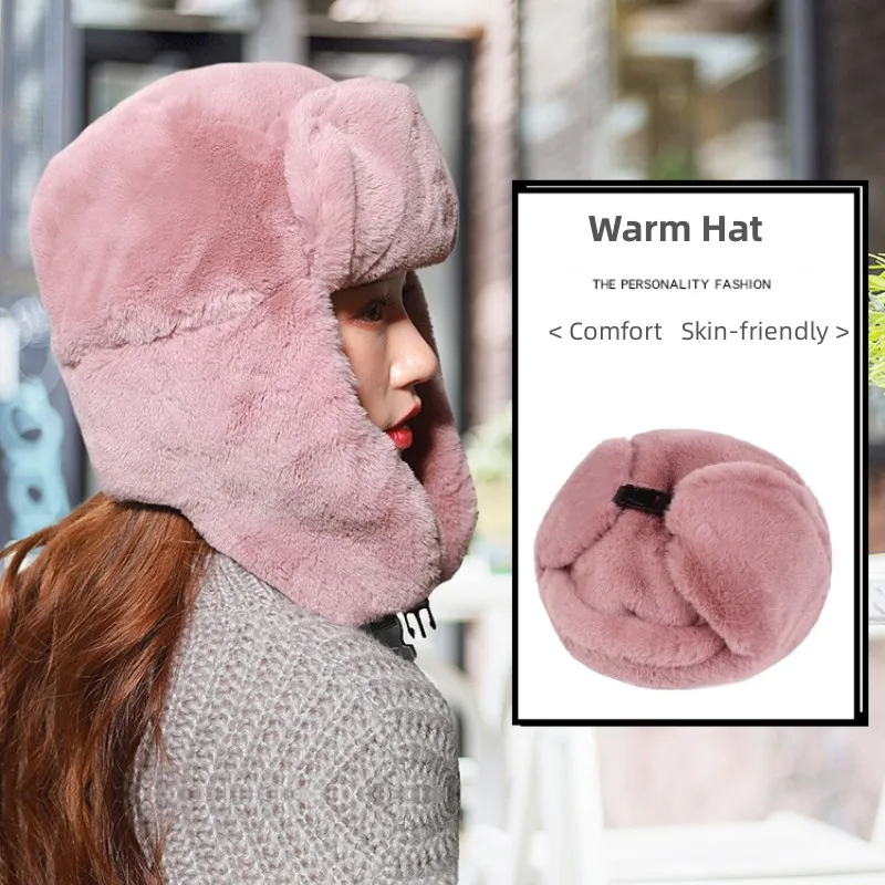 Nuovo Inverno Caldo di Spessore Peluche Bomber Cappello per Le Donne Russo Colbacco Berretti da Neve Paraorecchie Cofano Inverno Caldo Trapper Cappelli Antivento