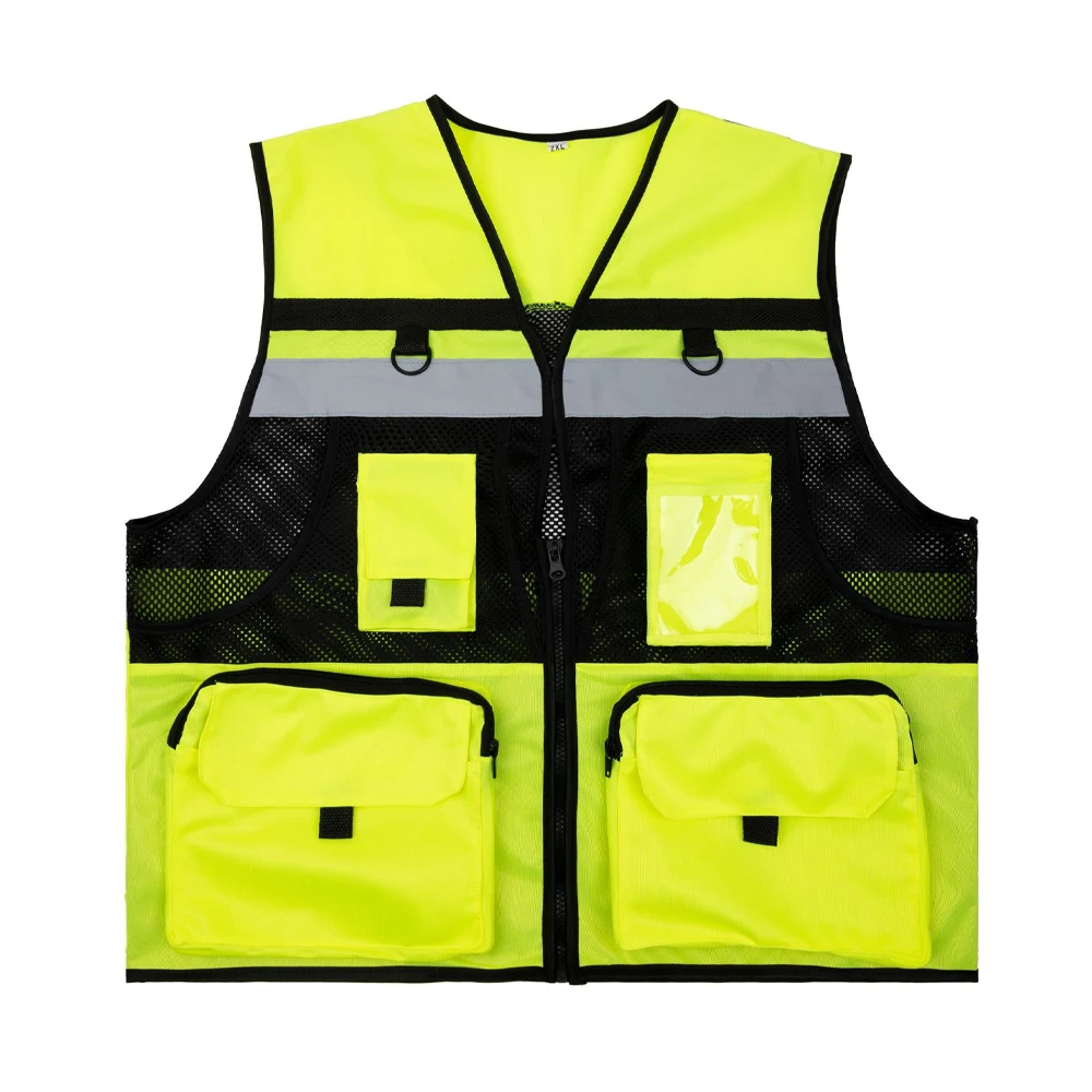 Custom Logo Reflective Work Safety Vest Breathable Mesh High Visibility Man Working Clothes Construction Site Hi Vis Workwear