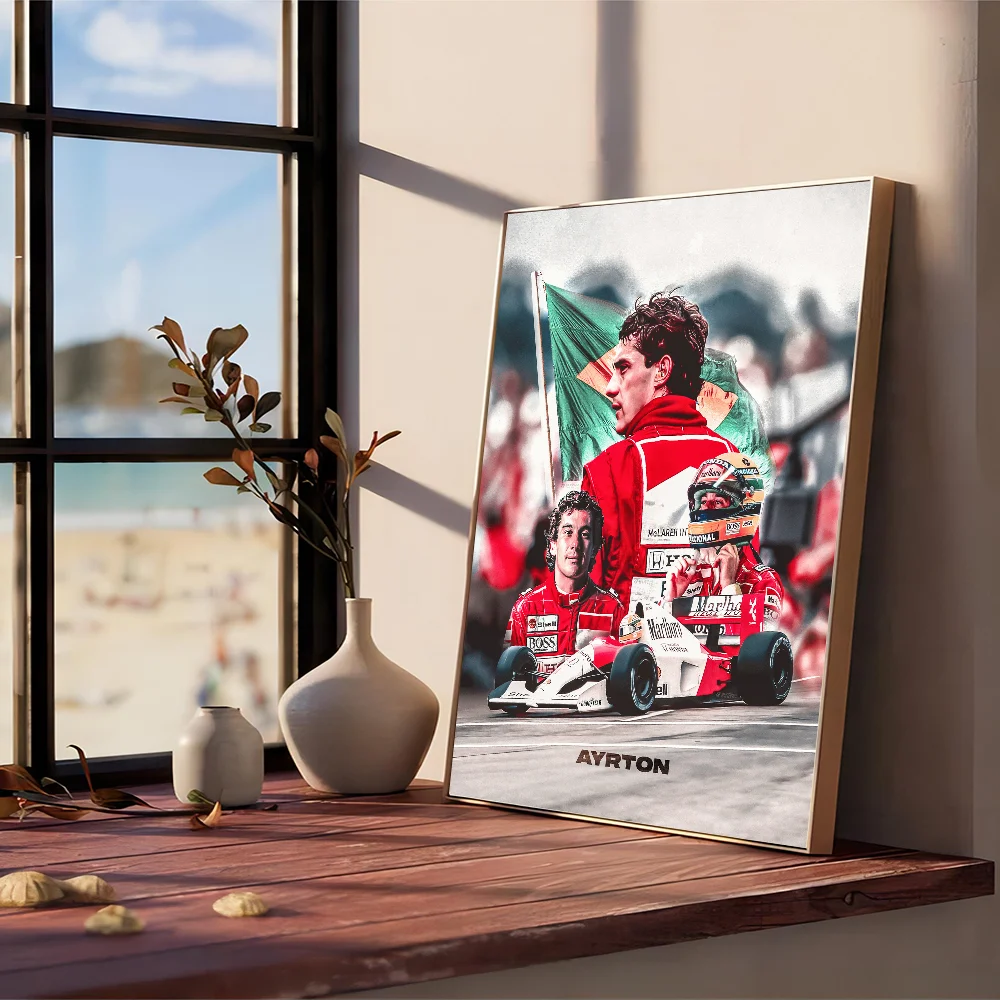 Ayrton Senna Racer DIY Sticky Poster Whitepaper Prints Posters Artwork Vintage Decorative Painting