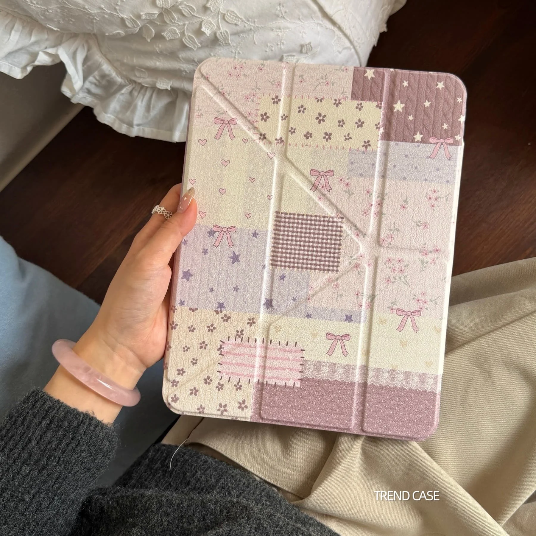 

Stylish Plaid Bow Case For iPad Air 11 Case iPad 10th 11th A16 9th Cover iPad Pro11 4 5 10.9in 12.9 M2 M3 M4 Pencil Holder