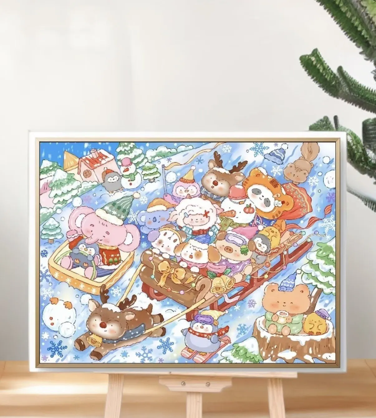 

Набор для вышивания крестиком 9ct 110x85см: Мультяшные сани, 83 цвета, для домашнего декора и рукоделия