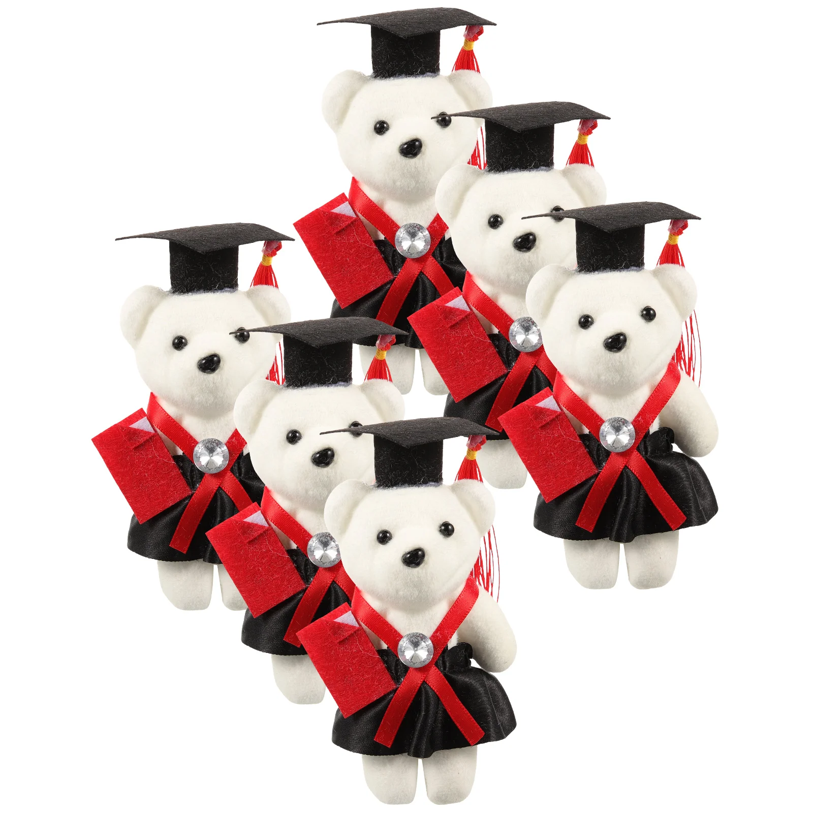 6 Pcs Graduation Season Dr Bear DIY Bouquet Accessory Figurine Cap Desktop Ornaments Foam Craft