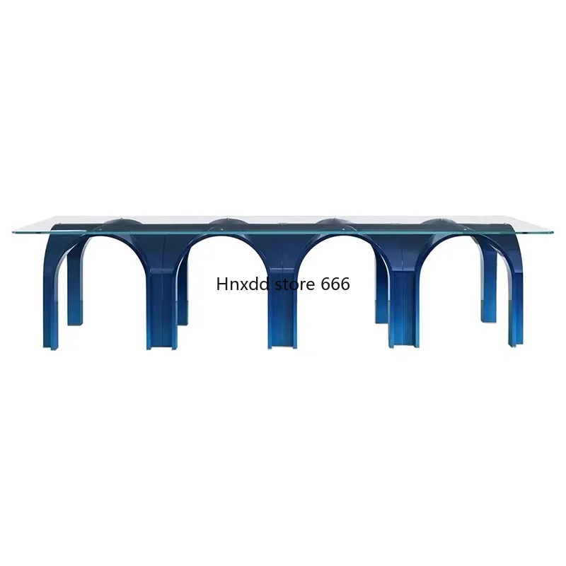 Creative blue arch bridge fiberglass multi-person dining table conference table