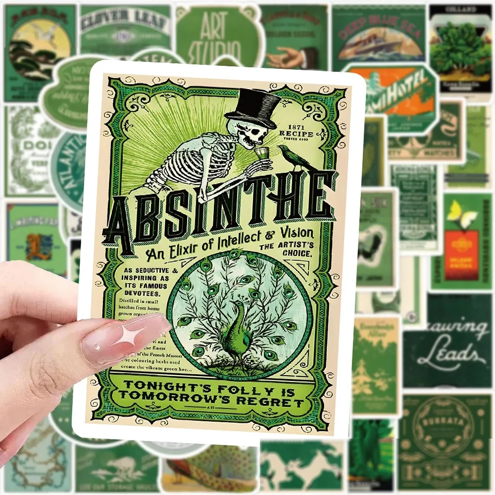 

10/30/63 шт. ретро зеленые декоративные наклейки граффити скейтборд ноутбук автомобиль водостойкие винтажные эстетические наклейки для детей