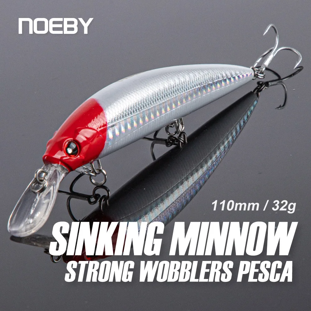 

NOEBY-Heavy Sinking Minnow Fishing Lures, Spinning Rolling Wobblers, Artificial Hard Baits,Jerkbait Sea Fishing Lure,110mm,32g