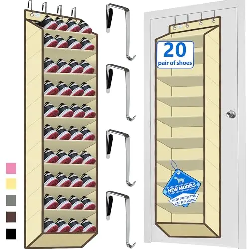 

Органайзер для обуви на дверь, вместимость 70 фунтов, для 20-30 пар обуви, сверхпрочные карманы, защита от царапин