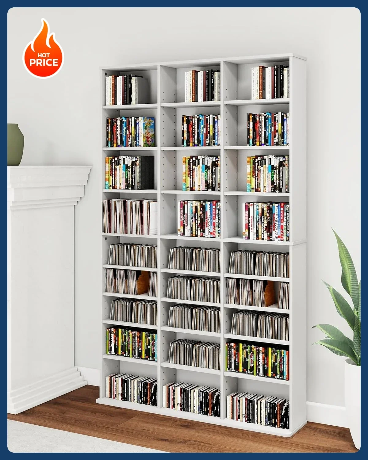 [New Arrival!]Dvd Storage Shelf With Adjustable Shelves, 8-Tier Modern Media To…