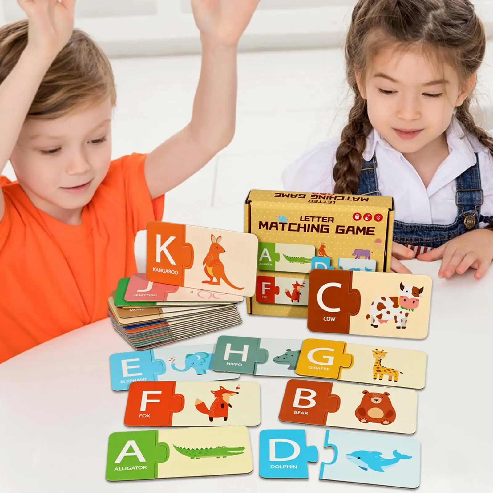 Toddler Cards Matching Toy Kids Letters Learning Matching Cards Parent-Child Interactive Early Learning Toy For Children 1.5–6