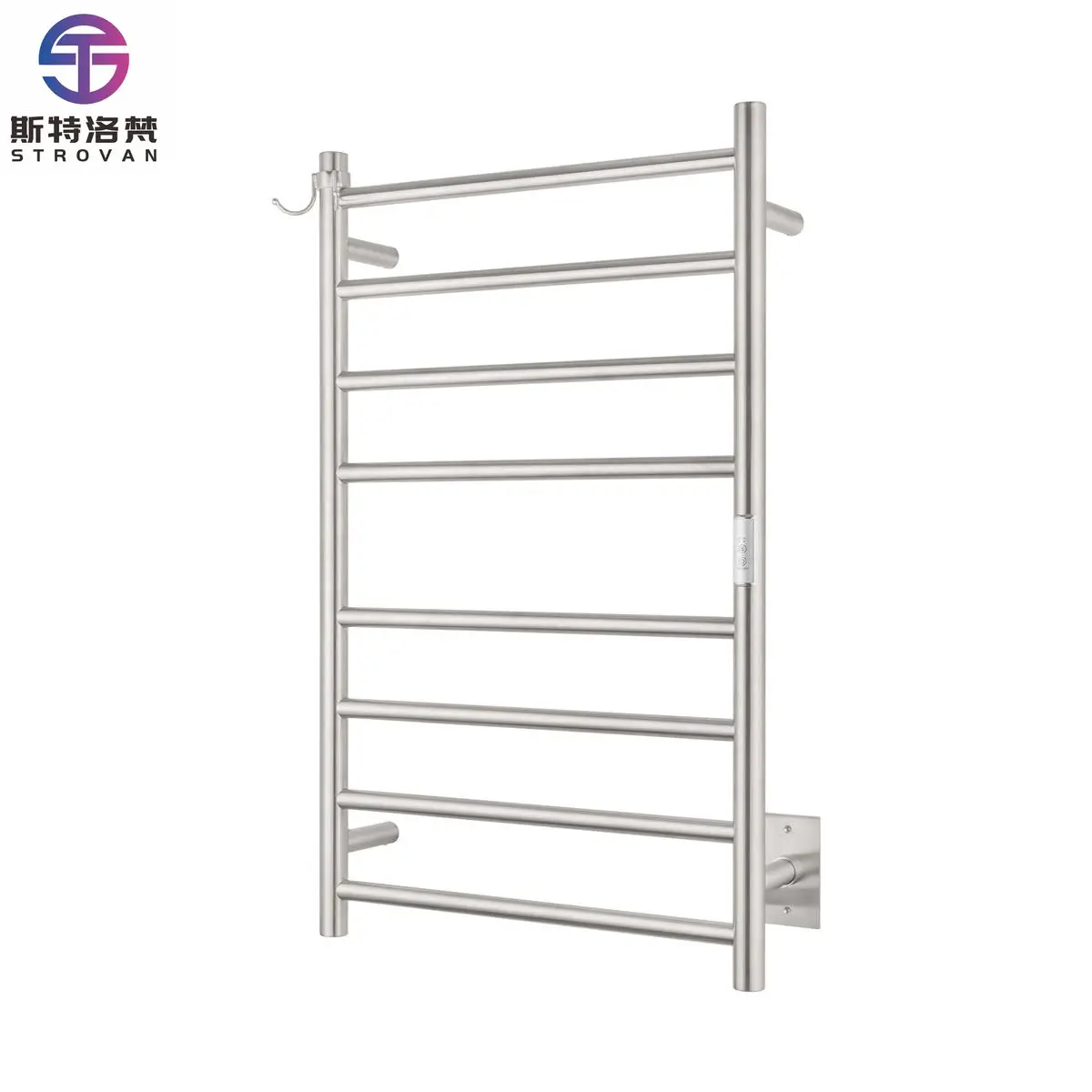 

Wall-mounted Towel Warmer with 8 Bars - Plug-in & Hardwired Connection Options, 3 Working Modes, Brushed Stainless Steel