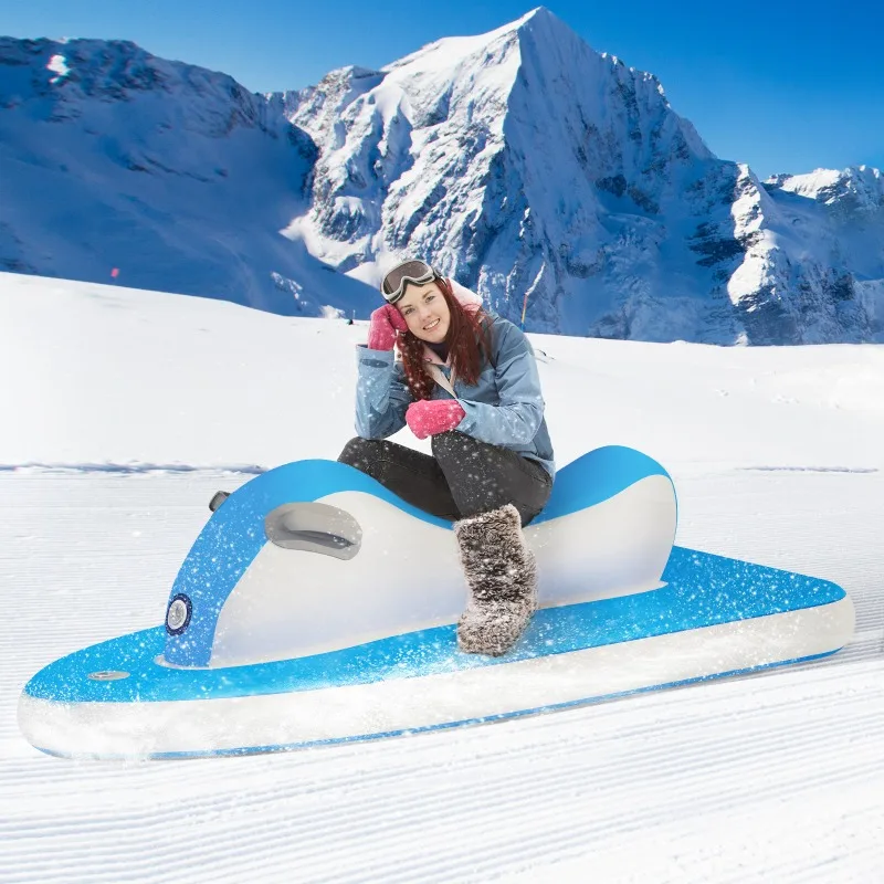 Winter sports heavy duty inflatable motor sledge snow tube with sturdy handle