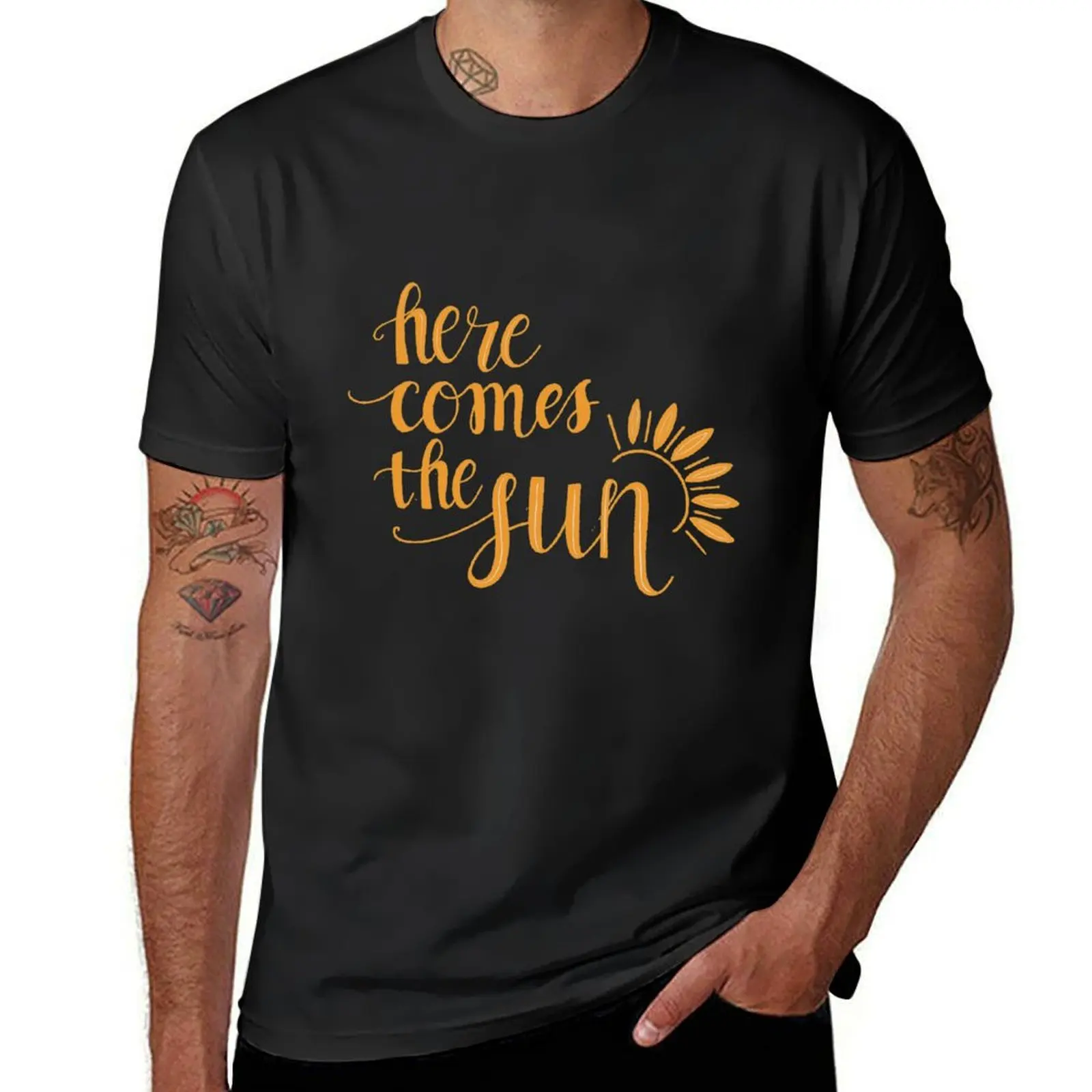 Here Comes the Sun T-Shirt hippie clothes anime Men's clothing