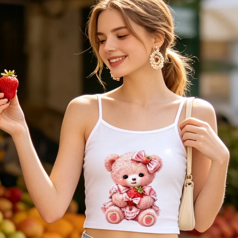 Fashion Kawaii Sexy Spice Girl Casual Vests Harajuku Y2K Women's Clothes Cute Print Graphics Summer Bear Cat And Dog Tank Tops
