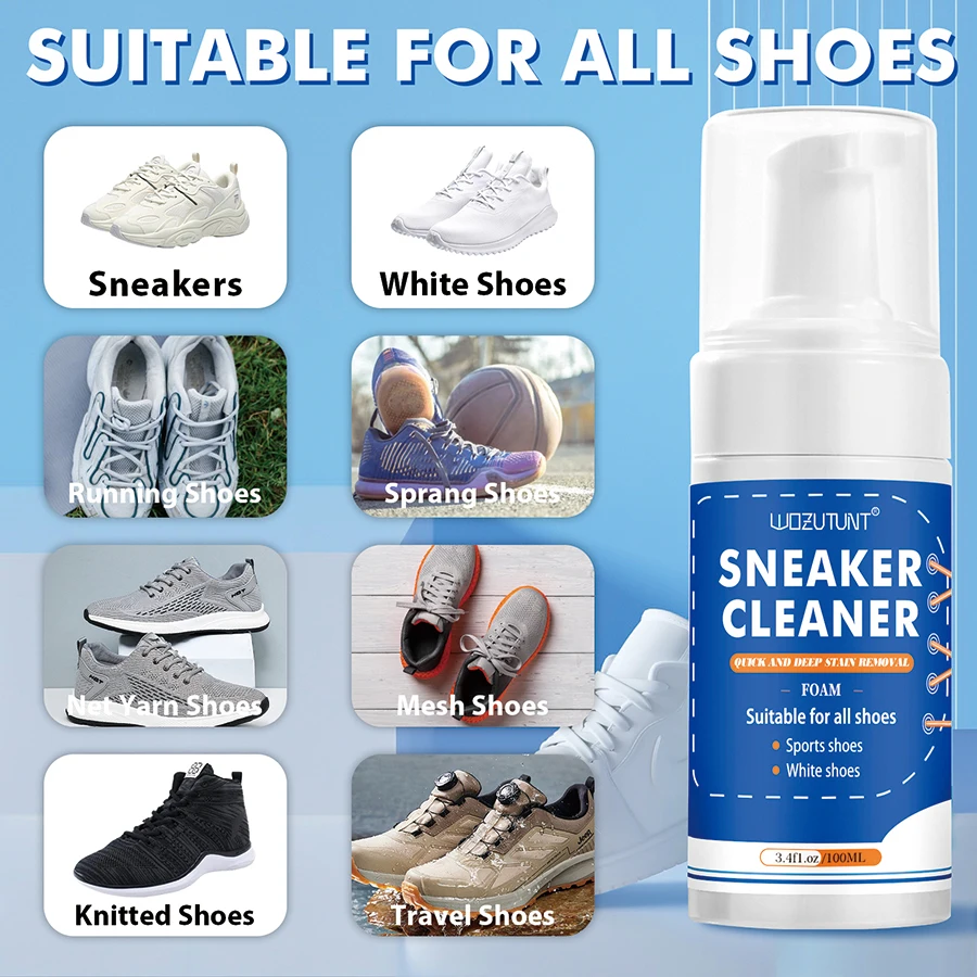 100ml White Shoe Cleaner No-wash Dry Cleaning Foam Decontamination for Suede Sheepskin Matte Shoes Leather Sneakers Care