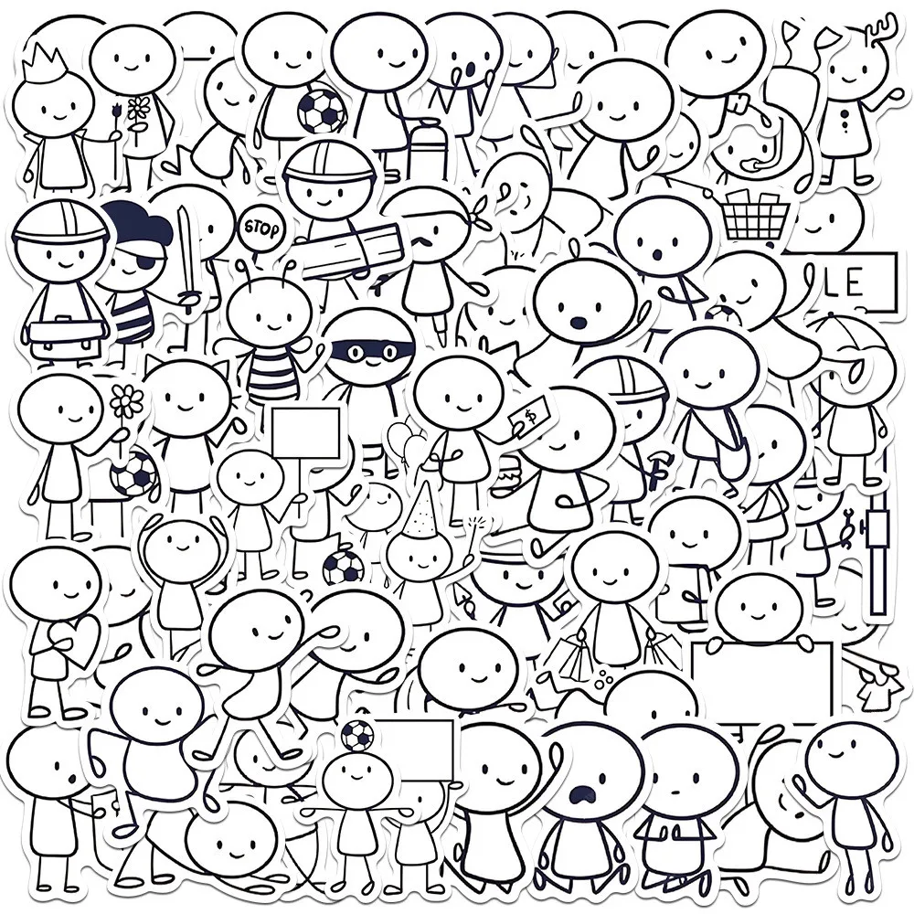 66Pcs Chibi Doodle Sticker Set - Kindergarten Kids Journal Drawing Creative Decals - PVC Self-Adhesive AnimeWorlds Store