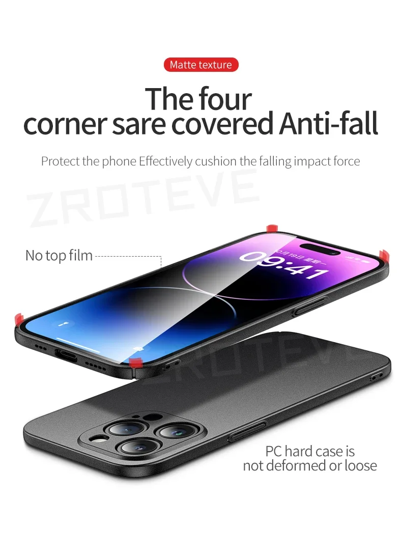 Handyhüllen für iPhone Air 17 16 18 Pro Max 17e 16e 15 14 Plus 13 Mini, ZROTEVE Ultradünne Matte Hartschale aus Kunststoff – Detail 18