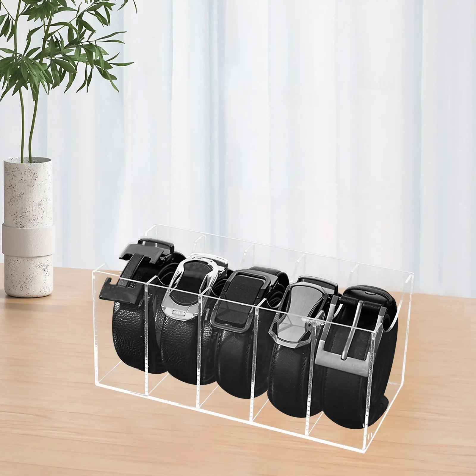 

5-Slot Belt Organizer Clear Acrylic Storage Holder for Closet Belt Holder Tie Organizer for Drawer Tie Display Box
