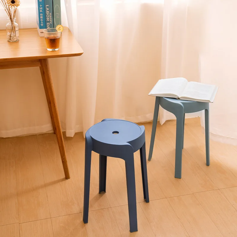 Plastic Stool Household Portable Stackable Round Stool Simple Modern Windmill Stool Living Room Chair Dining Table Bench